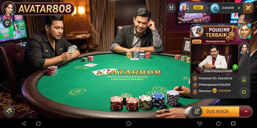 Tampilan menyenangkan dari gameplay Poker di AVATAR808.