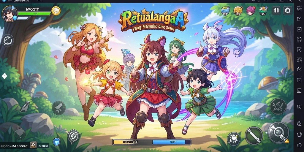 Tangkapan layar MPO2121 menampilkan gameplay seru dengan karakter anime yang dinamis.